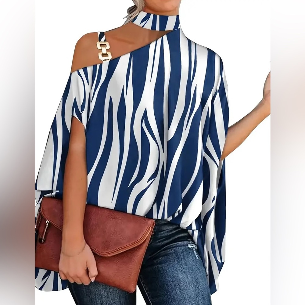 Women's Geometric Print Bat Sleeve Tops, Fashion Summer Loose Blouses.